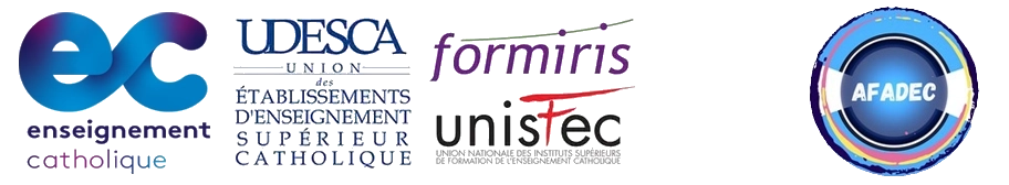 Logos de l'enseignement catholique, l'Udesca, Formiris et l'Unisfec, afadec